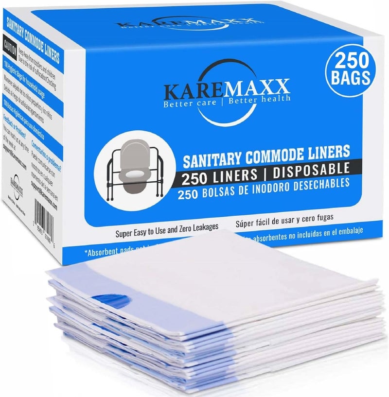 KAREMAXX Disposable Potty liners - 250, Bed side commode Liners, Portable Toilet Bag, Potty Bags for Portable Toilet, Potty Chair Liners, Toilet Liners, Commode Bags - Leak Proof & Odorless - Image 1